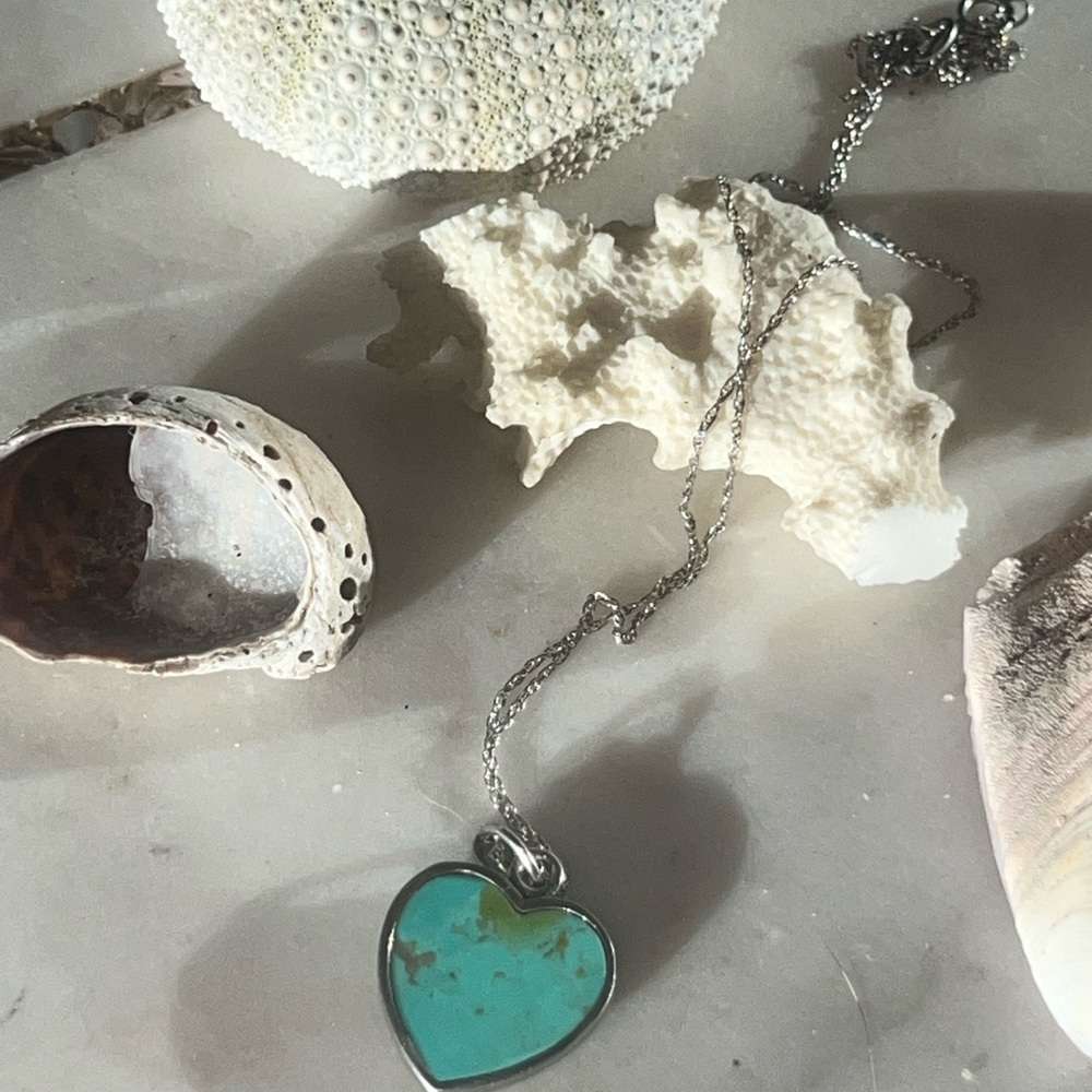Sterling Silver Turquoise Heart Pendant Necklace
